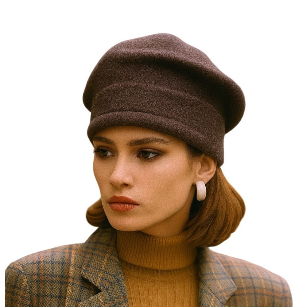 ADORA 1990s Womens Dark Brown Wool Bucket Hat